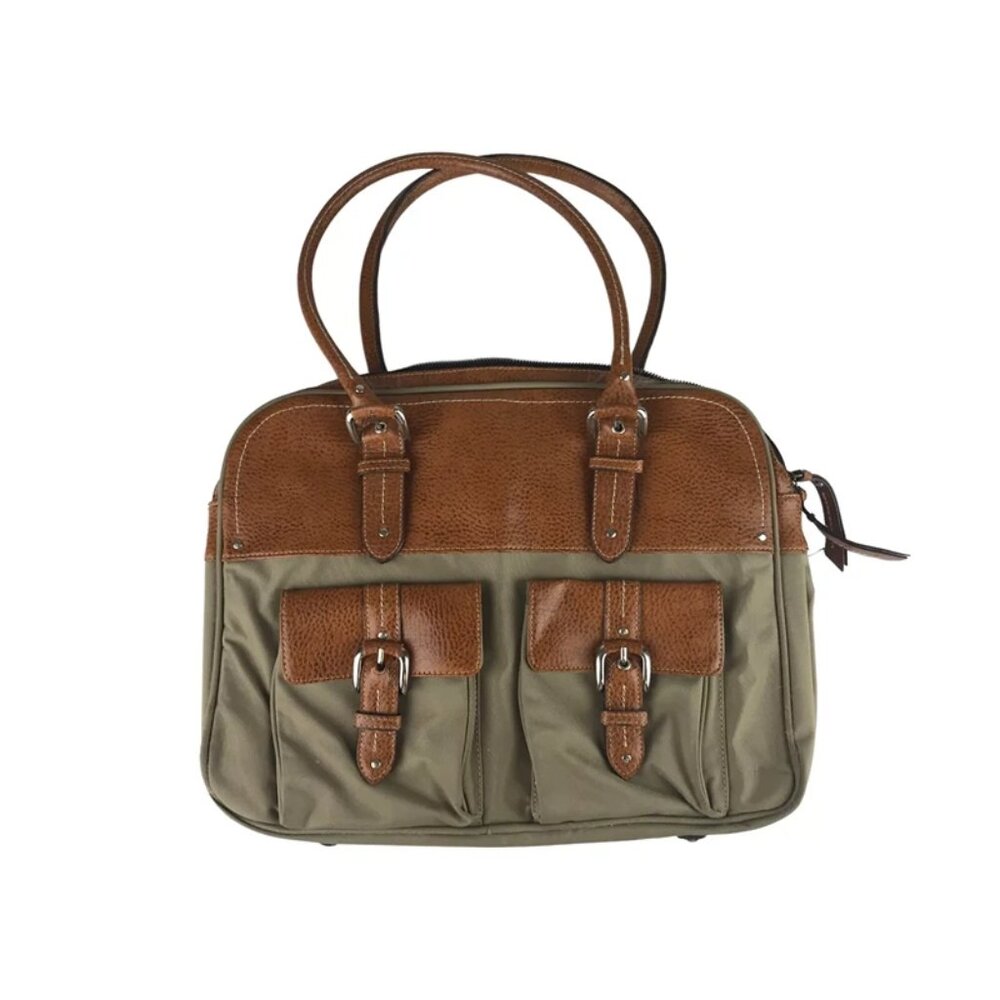 Franklin Covey Womens Beige Brown Adjustable Leather Strap Shoulder Bag Size‎ S